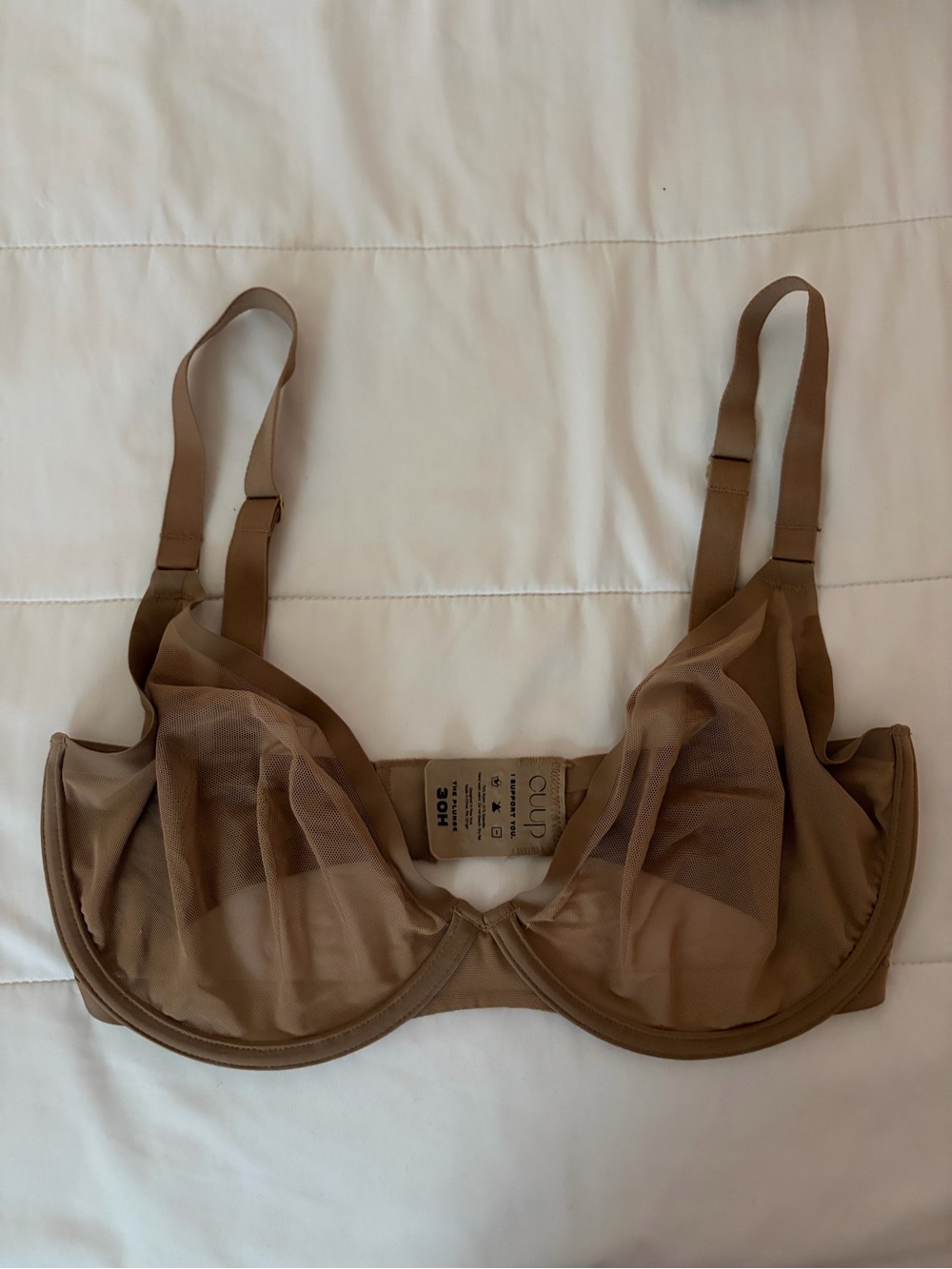 CUUP Sheer Underwire Bra “The Plunge” in Nude